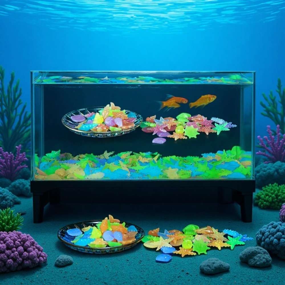 Aquarium Planted Fish Tank - Świecące, luminousowe kamienie oceaniczne, fluorescencyjne muszle